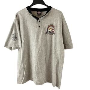 Harley Davidson Sturgis 2007 Black Hills Rally Eagle Graphic Henley Style Tee XL